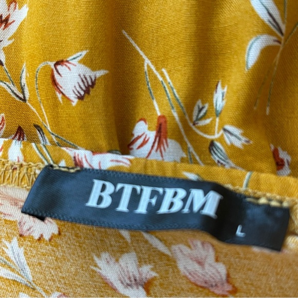 BTFBM yellow floral maxi dress women's size large - Picture 4 of 4
